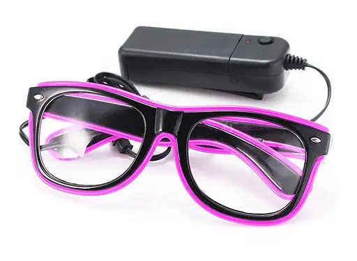 Очки светодиодные Leds прозрачные El Neon ray purple неоновые - фото 3