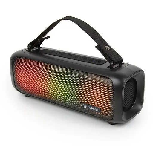 Портативна колонка Real-El RX717 8W Bluetooth TWS, RGB, Black - фото 2