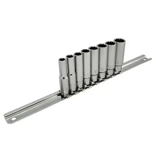 Комплект довгих торцевих головок 12-гранних на планці 1/4 8 од. 6-13 мм Toptul hoz0007615 - фото 1