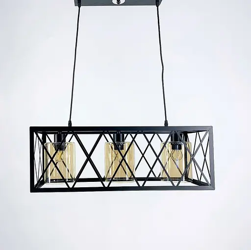 Люстра в чорному каркасі на 3 плафони Line.F Колір плафона Графітовий - фото 4