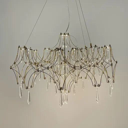 Дизайнерська невагома золота люстра із кришталем Ø 70 см | Арт. MJ203-730 Titanium | Line F - фото 10