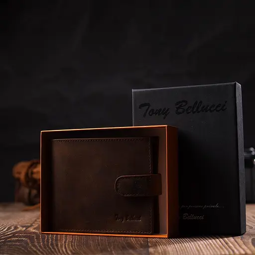 Урожай чоловічий гаманець з натуральної шкіри Tony Bellucci 12х9.5х1 см acs0029618 - фото 9