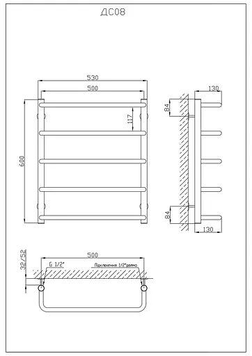 Водяной полотенцесушитель Kosser Скоба 600x530/5 ДС08, Хром - фото 5