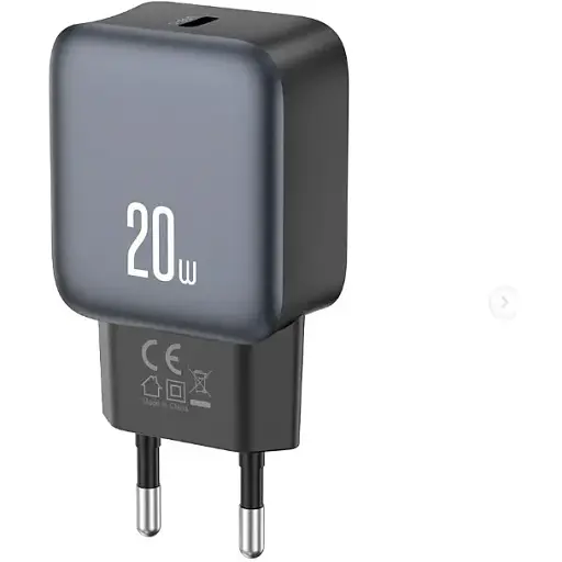 Мережевий зарядний пристрій XO L153 EU PD20W 1USB-C fast charger Чорний - фото 1