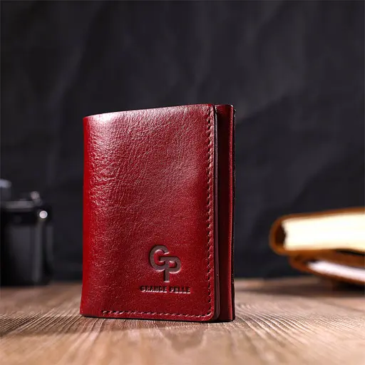 Кожаный женский кошелек Grande Pelle 8х10х1.5 см acs0025869 - фото 6