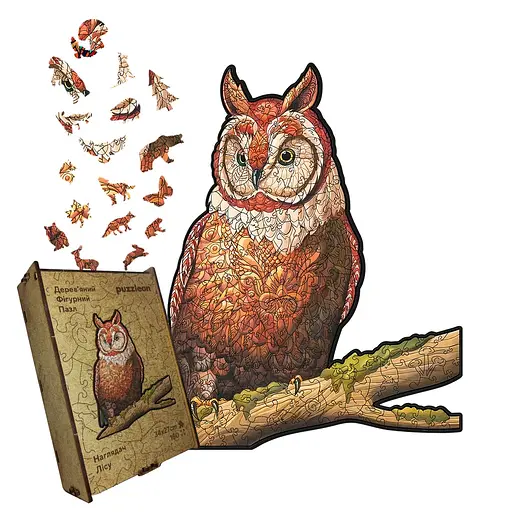 Пазл деревяний Наглядач Лісу, А3, Деревяна коробка 200 елементів