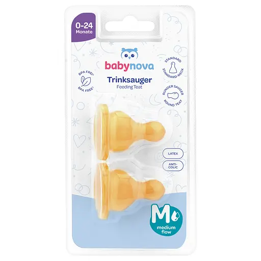 Латексна соска Baby-Nova, кругла, для молока, 0+ міс., 2 шт. (3961092) - фото 1