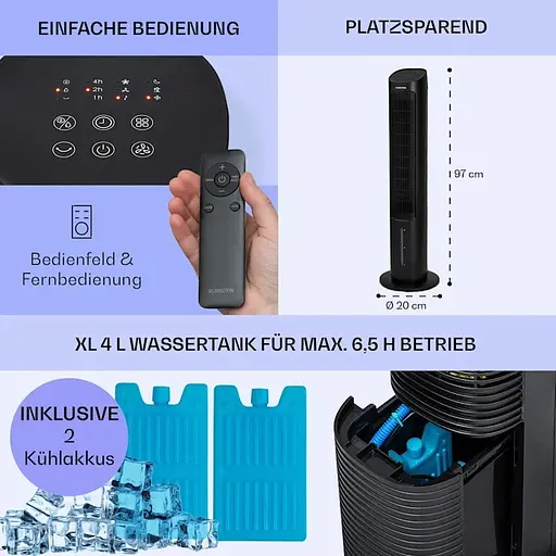 Охладитель воздуха Klarstein Mistral 5-в-1 Черный (10040151) - фото 6