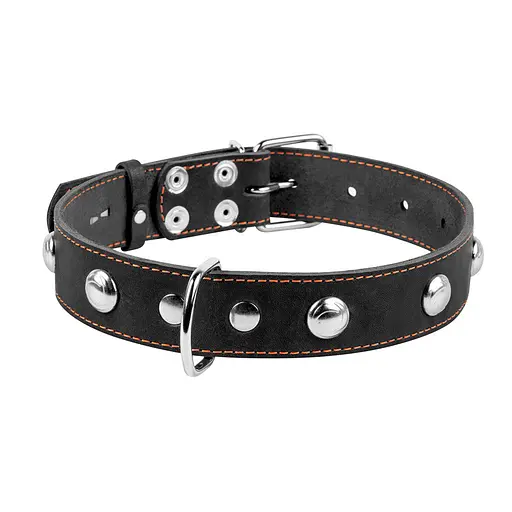 Нашийник "CoLLaR" одинарний з прикрасами (ширина 35мм довжина 48-63см) чорний - фото 2