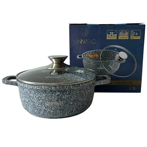 Каструля Vinnarc кругла 20 см 2.3 л попелясто-сірий (GR-0320CE) - фото 4