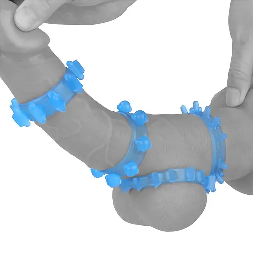 Набор эрекционных колец Lovetoy Lumino Play Penis Ring 4 шт. голубой - фото 18