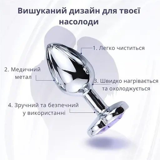 Набір металевих анальних пробок I’MCUM Crystal Heart S-M-L з кристалами у формі серця 3 шт (IM-KGS005_set) - фото 4