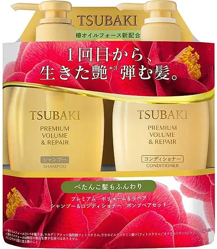 Набір для обʼєму та відновлення волосся Tsubaki Premium шампунь та кондиціонер 