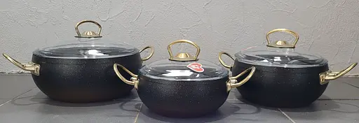 Універсальний Набір каструль Casa Royal Gold Beaty G-UKR2020 із покриттям Granit Чорний - фото 5