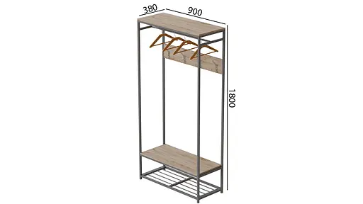 Вешалка напольная модульная Трелис 14 180x90x38 серый ДСП Дуб Сан-Марино 16мм FRD-104356 - фото 3