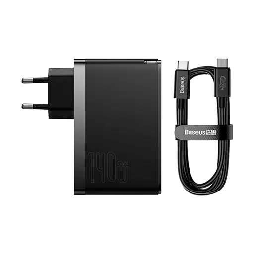Мережевий зарядний пристрій Baseus GaN5 Pro 3 порта, USB + Type-C 140W Черный (CCGP100201) - фото 3