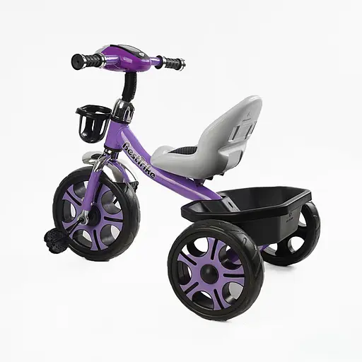 Детский трехколесный велосипед Best Trike BS-27102 с фарой и корзиной фиолетовый - фото 2