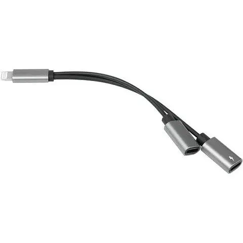 Кабель-переходник PowerPlant Lightning на 3.5 мм AUX + Lightning для iPhone