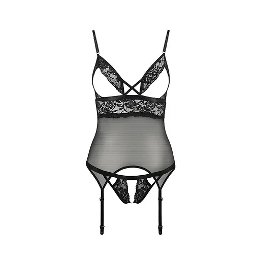 Корсет з відкритими грудьми Passion DIABOLINA CORSet black L/XL - фото 3