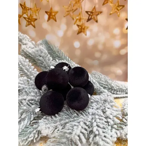 Набір ялинкових куль Оксамит 8 шт Чорний - фото 1