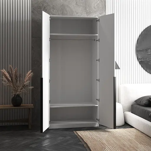 Шкаф для одежды Vays M-25 Венге Темный-Белый фасад, со штангой, ЛДСП, 100×50×220 см - для спальни, гостиной, прихожей - фото 2