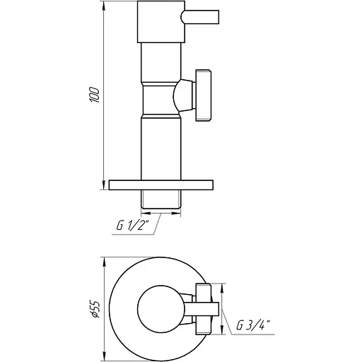 Кран напівобертовий кутовий Solomon 1/2″х3/4″ Lazer 7076 000004157 - фото 6