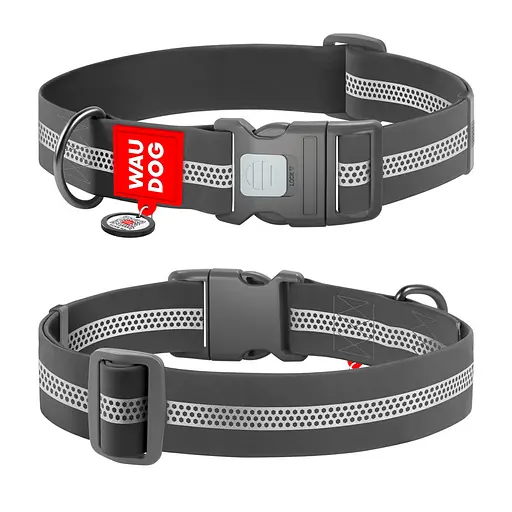Ошейник для собак водостойкий Waudog Waterproof с QR-паспортом светоотражающий пластиковый фастекс XXL Ш 40 мм Д 46-70 см - фото 2