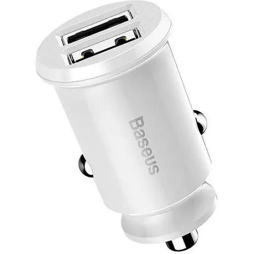 Автозарядный Baseus Grain 3.1 A 2 порта USB адаптер в прикуривателе белый - фото 2