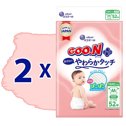 Подгузники GOO.N Plus для детей 6-11 кг размер M 104 шт. - фото 2
