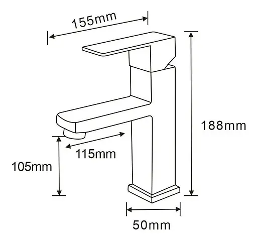 Змішувач для умивальника Wezer PRO1-02-GUNGREY збройова сталь Графітовий хром - фото 2