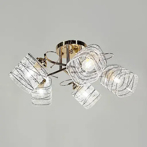 Люстра золота на 5 плафонів з чорно-білими візерунками | Line F | Арт. 9513/5 GD - фото 4