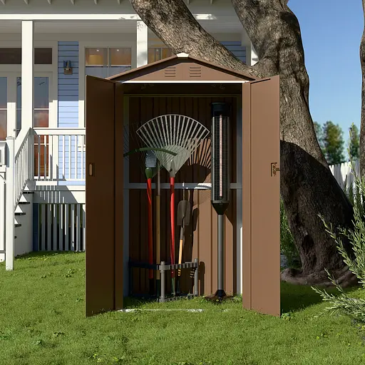 Хозблок-сарай металлический DS-01 с двускатной крышей 185х120х90 см Коричневый - фото 1