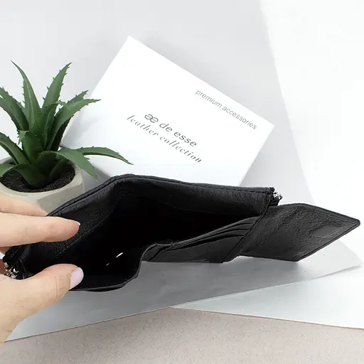 Гаманець жіночий шкіряний De Esse LC89262-F9901 на магніті чорний - фото 4