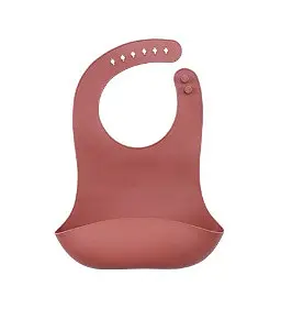 Силиконовый нагрудник слюнявчик 31х22 см, без бисфенола А, Purplish Red - фото 1