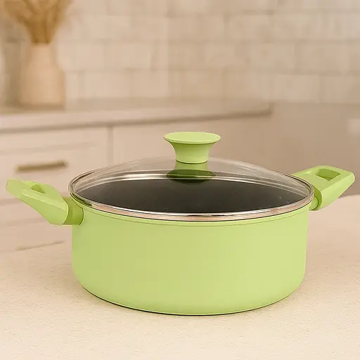 Кастрюля с крышкой литая мрамор "Megastone" с индукционным дном 3.0л - фото 2