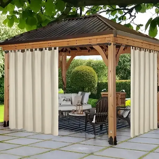 Штора уличная водонепроницаемая для беседки (2 х 1.45 м) Бежевый - фото 5