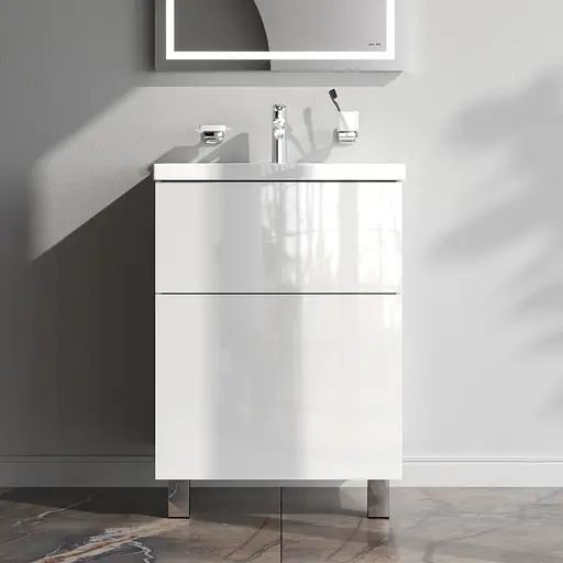 Тумба з умивальником AM.PM Gem підлогова 60 см білий MGA-FSX06022WG-WCC0602WG Білий - фото 2