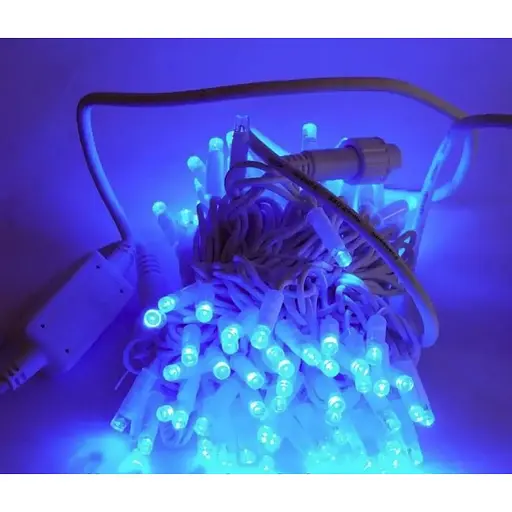 Гирлянда Нить от сети 10 м 100 LED уличная белый каучук Синий - фото 1