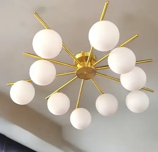 Светодиодная люстра Лучи 5009 (Золотая) на 10 плафонов