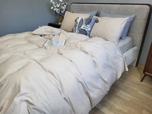 Комплект постельного белья Washed Cotton из вареного хлопка латте Latte  - двуспальный - фото 1