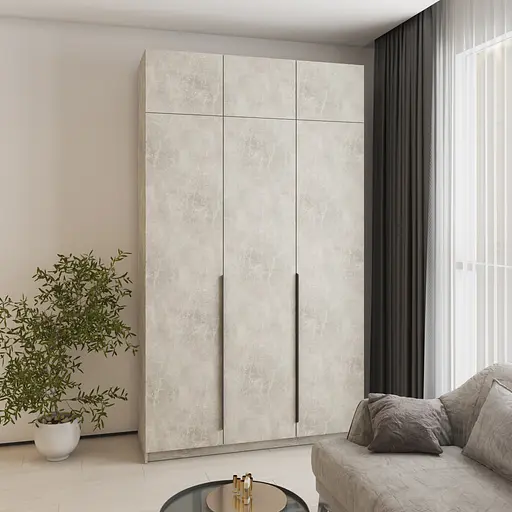 Шафа 3-дверна з антресоллю MebelStar Оскар ДСП BL-B, комплект полиць 150x52x260 см Бетон (MBS-4951) - фото 1