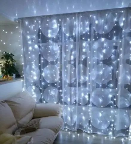Гірлянда штора Водоспад 3х2 м 280 LED (прозорий шнур з перехідником) Біле світло - фото 5