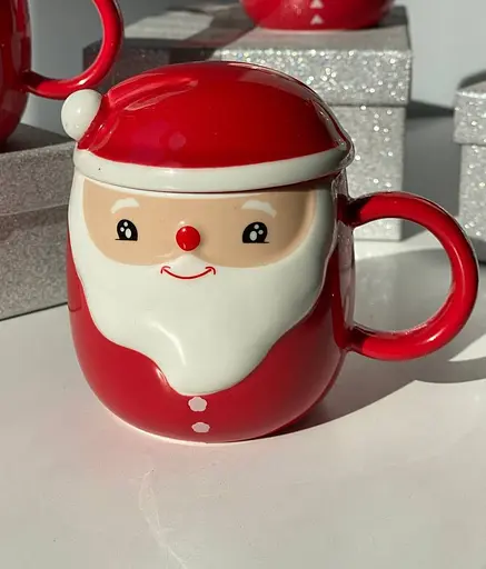 Кружка новогодняя Olens O8030-218-1 Морозко с керамической крышкой 360 мл Красная - фото 2