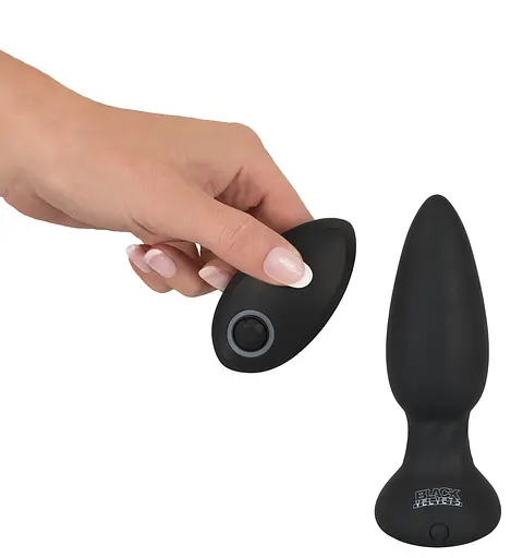 Анальна пробка Black Velvets Rotating Vibrating Plug 14 см (чорний) - фото 8
