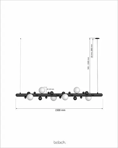 Підвісний світильник Babich Studio Lunar 1500 Black (RAL 9005) - фото 6