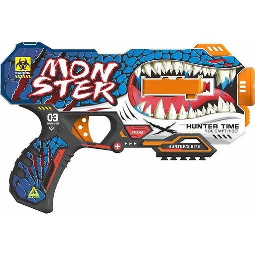 Игрушечный детский пистолет автомат. барабан на батарейках с мягкой. патронами Монстр (12 шт.) (28х17см) - фото 1