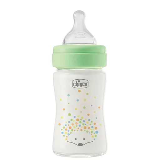 Бутылочка для кормления Chicco Perfect Easy стеклянная с силиконовой соской 0+, 150 мл зеленая (20251.30) - фото 1