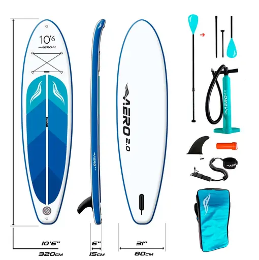 Надувная SUP доска AERO Board 2.0 (320х15х80см) 10.6' Blue Ocean - фото 2