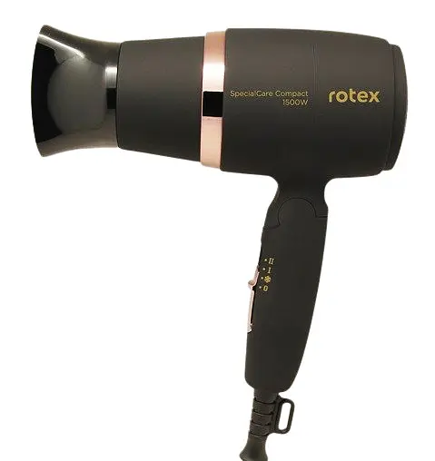 Складной мини-фен Rotex RFF156-B SpecialCare Compact, дорожный для сушки и укладки волос, компактный электрофен 1500 Вт, черный - фото 1