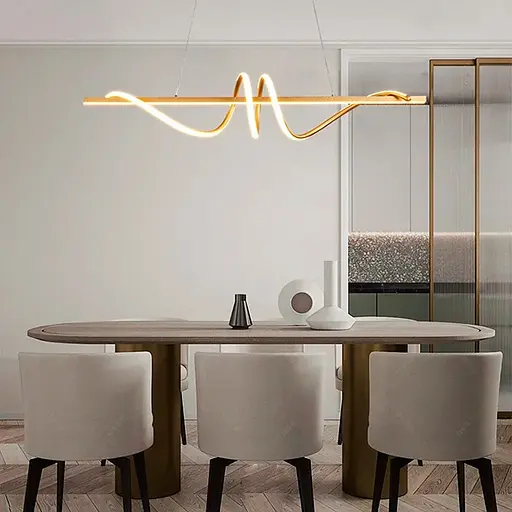 Видовжена люстра Wave у золотому корпусі в 2-х розмірах Line.F Довжина 100 см - фото 1